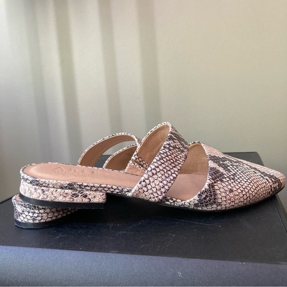 ABLE | Joselyne Snake Python Leather Double Strap Almond Toe Slide Mule - Picture 3 of 9
